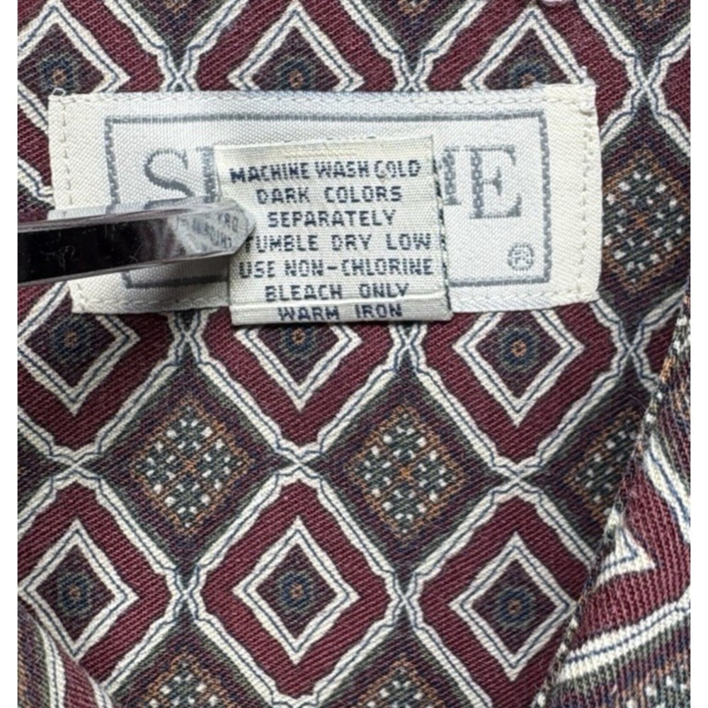 Vintage Supreme Maroon Geometric Print Long Sleeve Button Down‎ Shirt Mens Large - Picture 7 of 8